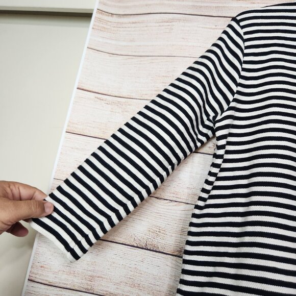 VINEYARD VINES Black White Striped Ruffle Bottom Top Long Sleeve Size XS - Picture 12 of 14